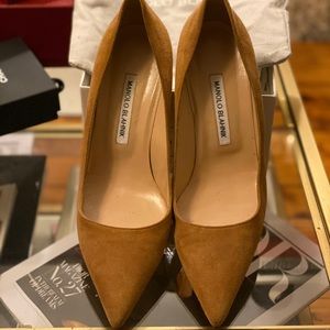 Manolo Blahnik BB Suede Beige Pump 70mm